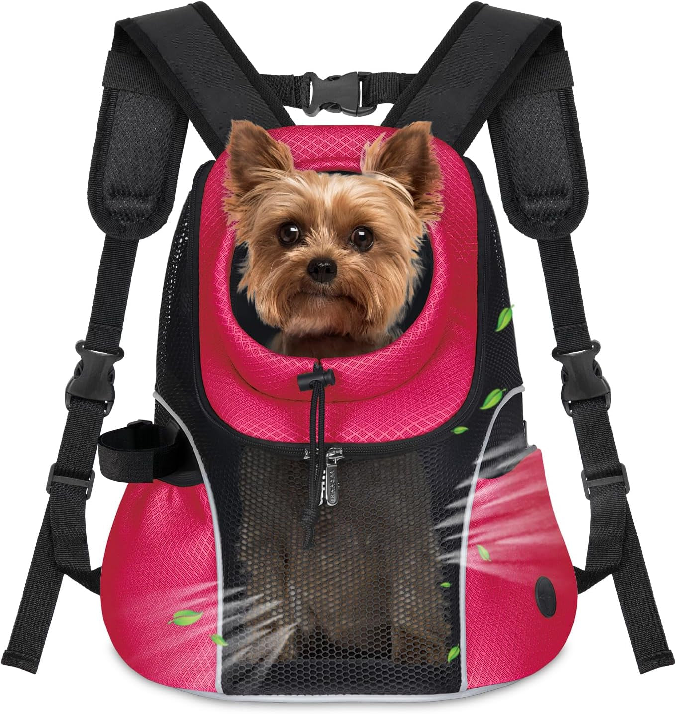 Pet Dog Carrier Backpack Small Dog Front Backpack Ventilated Mesh Dog Travel Back Pack with Safety Belt for Travel Hiking Cycling Outdoor Adventures (Size L: 10-14 Lbs, Rethink Pink)