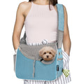 Small Dog Sling Carrier, Soft-Sided Crossbody Puppy Carrying Purse Bag, Adjustable Sling Pet Pouch to Wear Medium Dog Cat Travel, Dog Bag for Traveling, Breathable, Poop Bag Dispenser, Blue