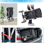 Foldable Dog Stroller 3 Wheels Pet Stroller for Dog / Cat Durable Travel Carrier with Storage Basket - Black