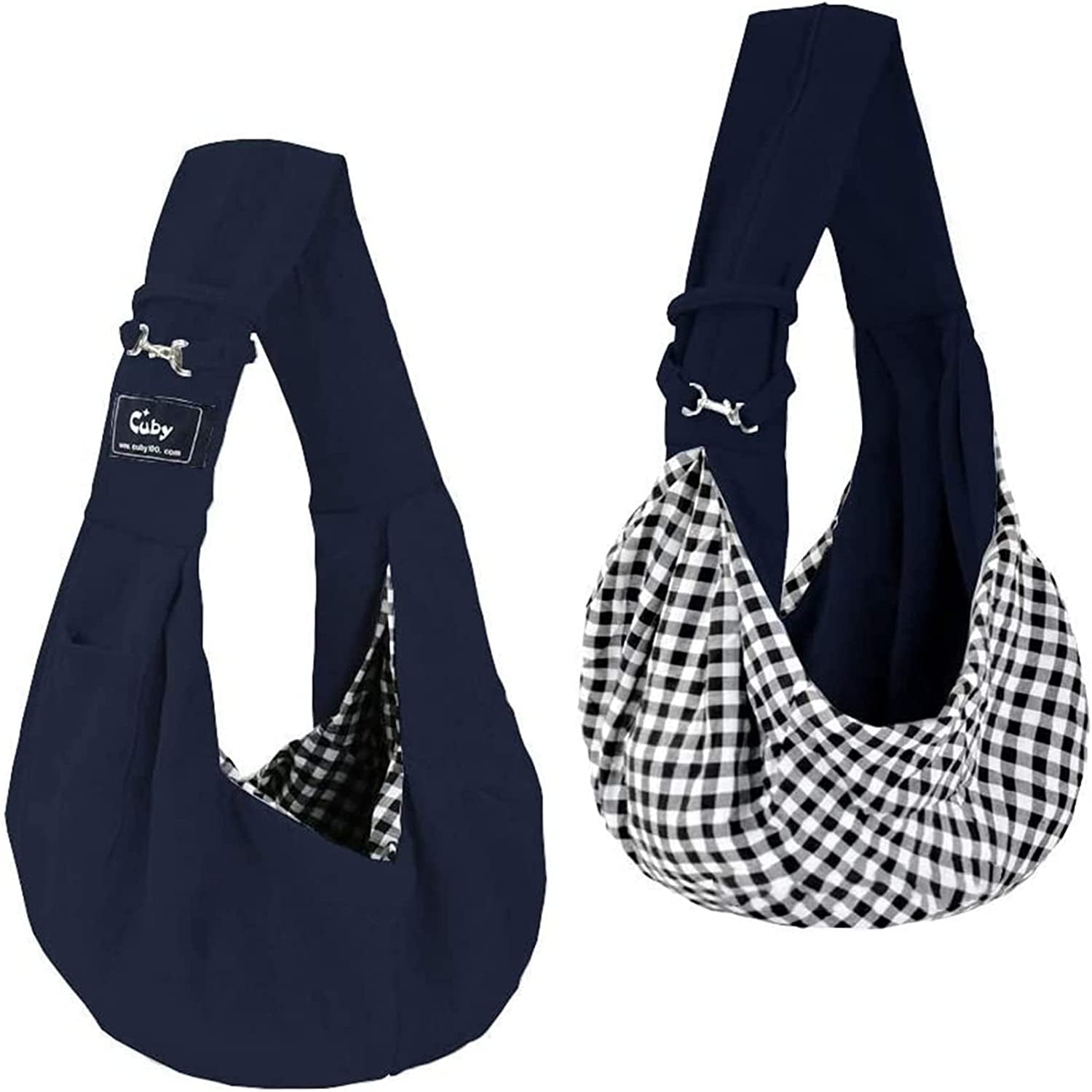 Dog and Cat Sling Carrier - Hands Free Reversible Pet Papoose Bag - Soft Pouch and Tote Design - Suitable for Puppy, Small Dogs Cats Outdoor (Grey, Adjust Strap 1.0)