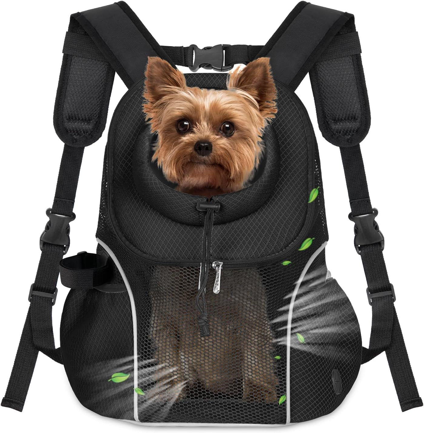Pet Dog Carrier Backpack Small Dog Front Backpack Ventilated Mesh Dog Travel Back Pack with Safety Belt for Travel Hiking Cycling Outdoor Adventures (Size L: 10-14 Lbs, Rethink Pink)