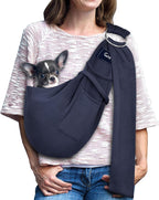 Dog and Cat Sling Carrier - Hands Free Reversible Pet Papoose Bag - Soft Pouch and Tote Design - Suitable for Puppy, Small Dogs Cats Outdoor (Grey, Adjust Strap 1.0)