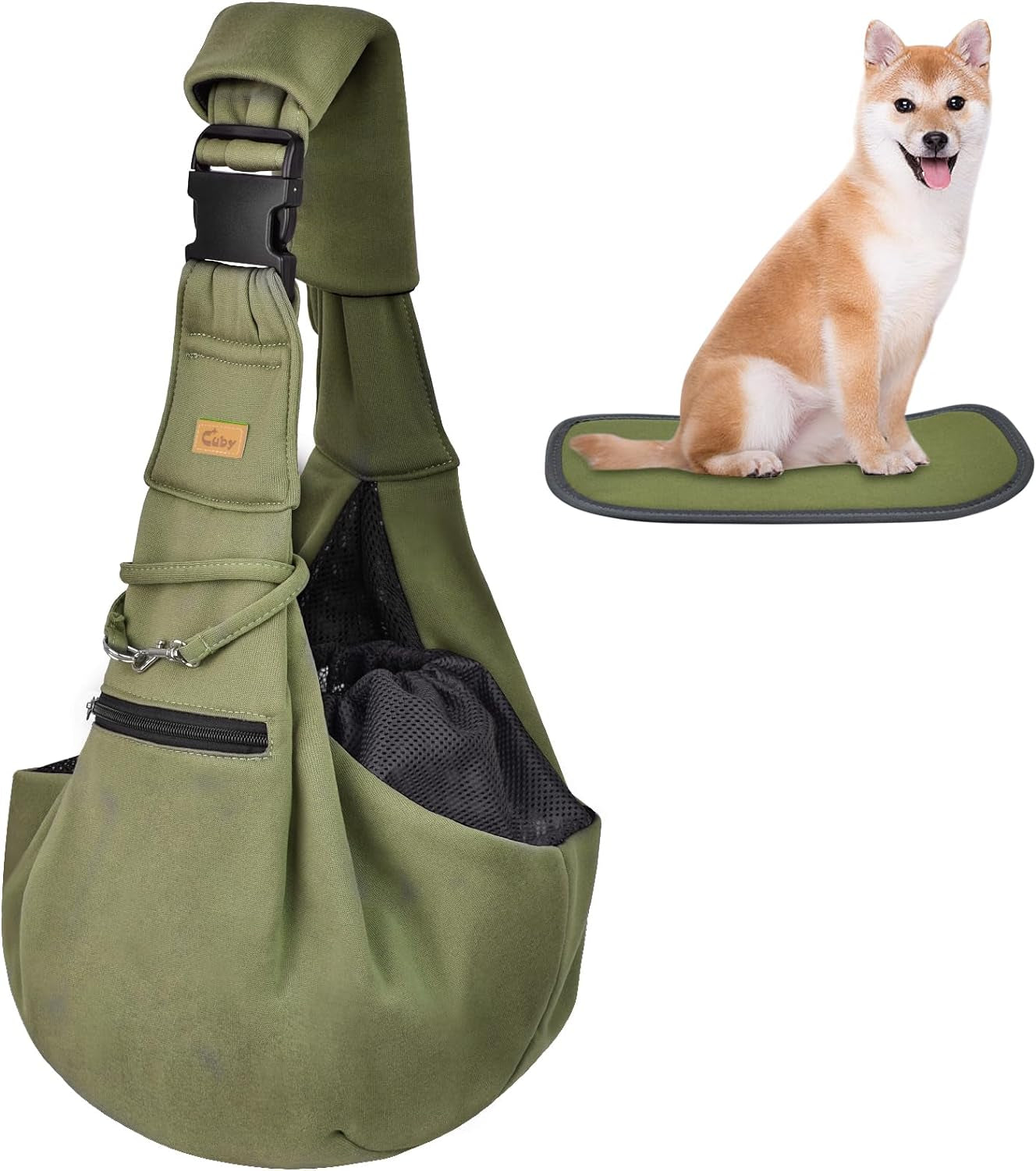 Dog and Cat Sling Carrier - Hands Free Reversible Pet Papoose Bag - Soft Pouch and Tote Design - Suitable for Puppy, Small Dogs Cats Outdoor (Grey, Adjust Strap 1.0)