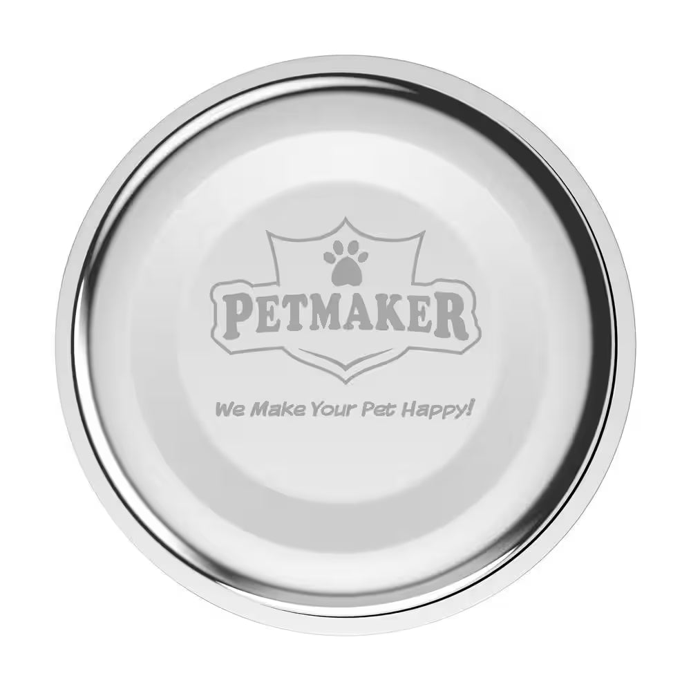40 Oz. Stainless Steel Elevated Pet Bowls with 6.5 In. Tall Stand (Set of 2)