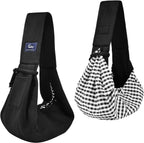 Dog and Cat Sling Carrier - Hands Free Reversible Pet Papoose Bag - Soft Pouch and Tote Design - Suitable for Puppy, Small Dogs Cats Outdoor (Grey, Adjust Strap 1.0)