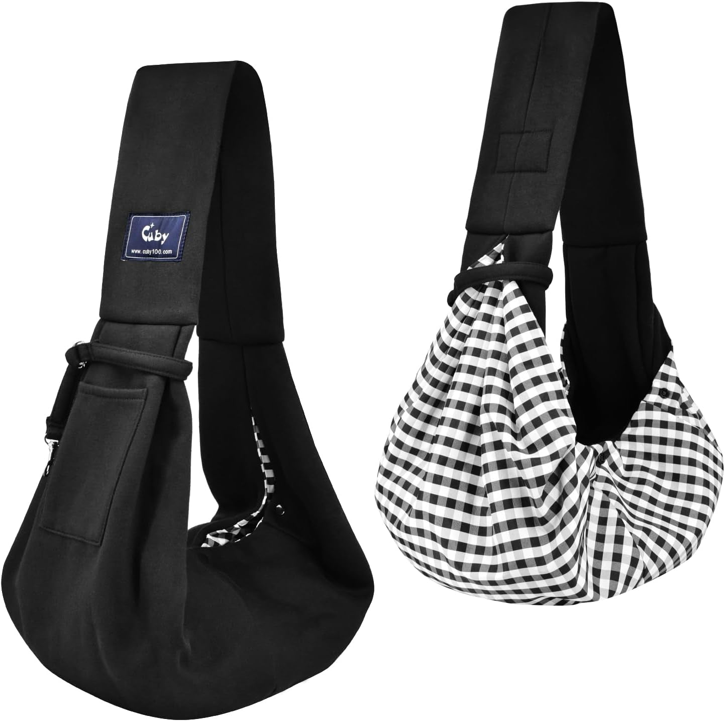 Dog and Cat Sling Carrier - Hands Free Reversible Pet Papoose Bag - Soft Pouch and Tote Design - Suitable for Puppy, Small Dogs Cats Outdoor (Grey, Adjust Strap 1.0)