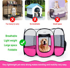 Portable Foldable Pet Playpen/Detachable Mesh Cover+Waterproof/Free Carrying Case+Free Travel Bowl/Indoor and Outdoor Use for Dog/Cat/Puppy/Rabbit