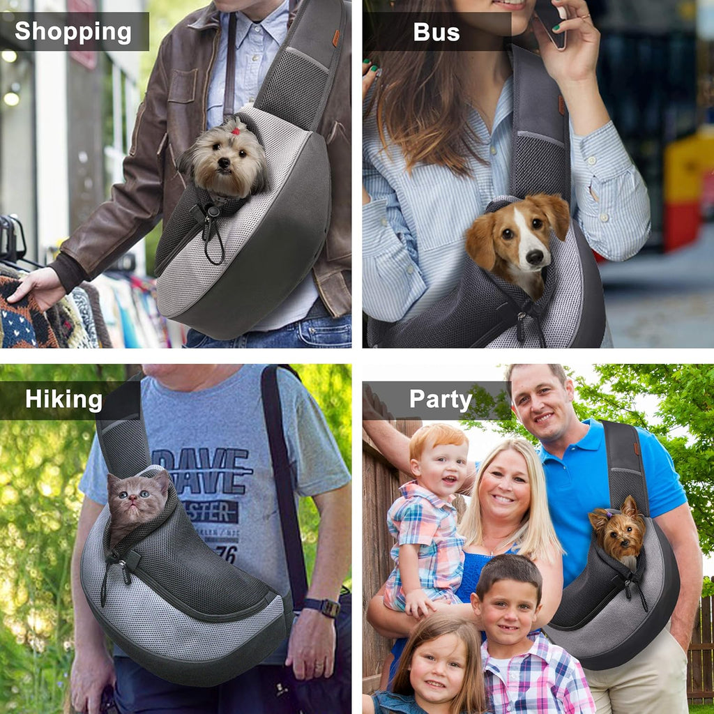 Pet Sling Carrier for Small Dogs Cats,Breathable Mesh Travelling Hand Free Puppy Backpack with Pouch and Adjustable Strap Carrier