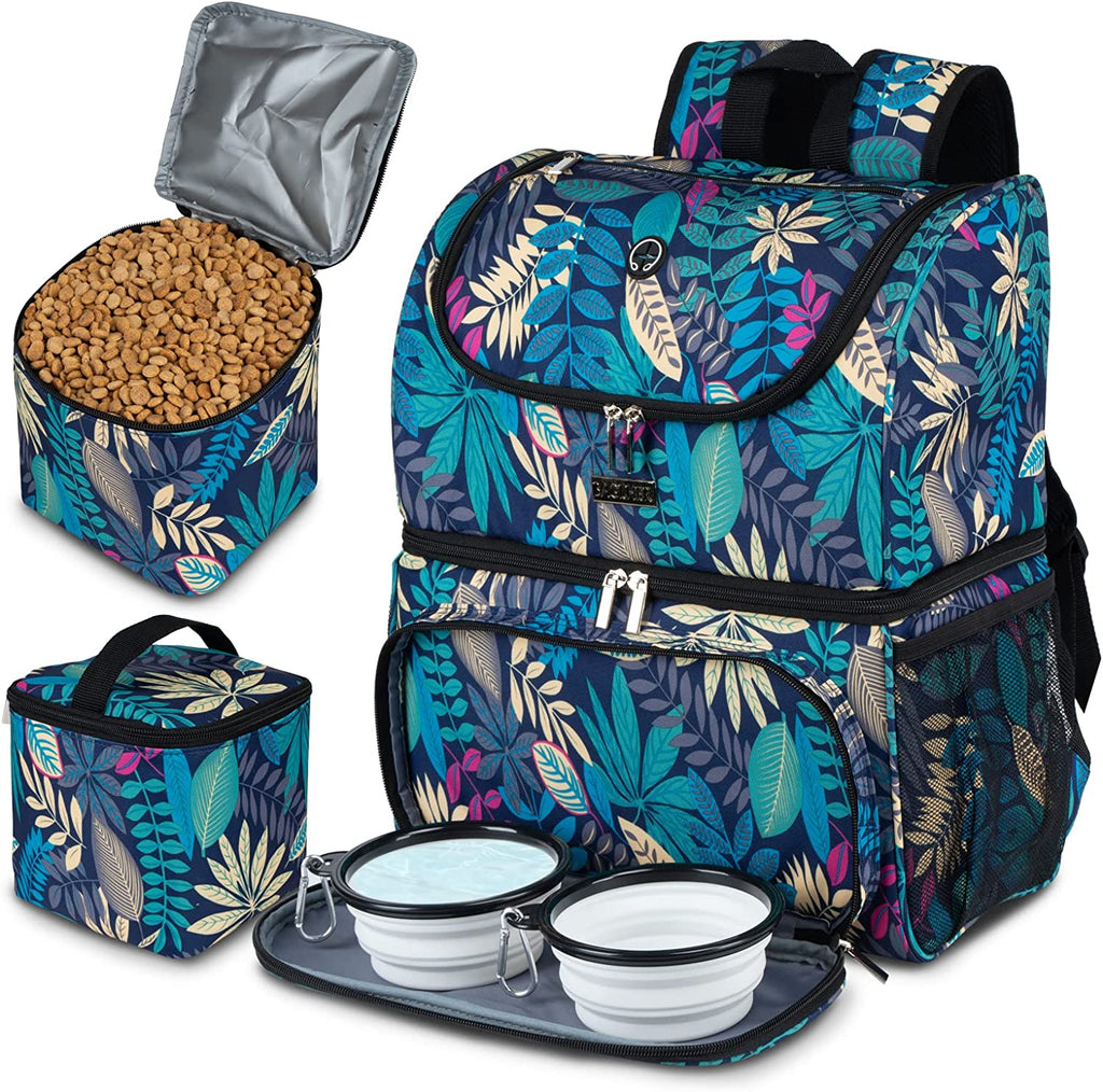 Dog Travel Bag,Airline Approved Pet Supplies Backpack, Dog Travel Backpack with 2 Silicone Collapsible Bowls and 2 Food Baskets.