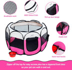Portable Foldable Pet Playpen/Detachable Mesh Cover+Waterproof/Free Carrying Case+Free Travel Bowl/Indoor and Outdoor Use for Dog/Cat/Puppy/Rabbit