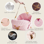 Dog Car Seat for Small Dogs – 3-In-1 Travel Carrier, Booster & Dog Bed for Car – Washable, Anti-Slip, Safety Straps – Fits Front & Back Seats – Cozy Pet Car Seat up to 25 Lbs – Pink