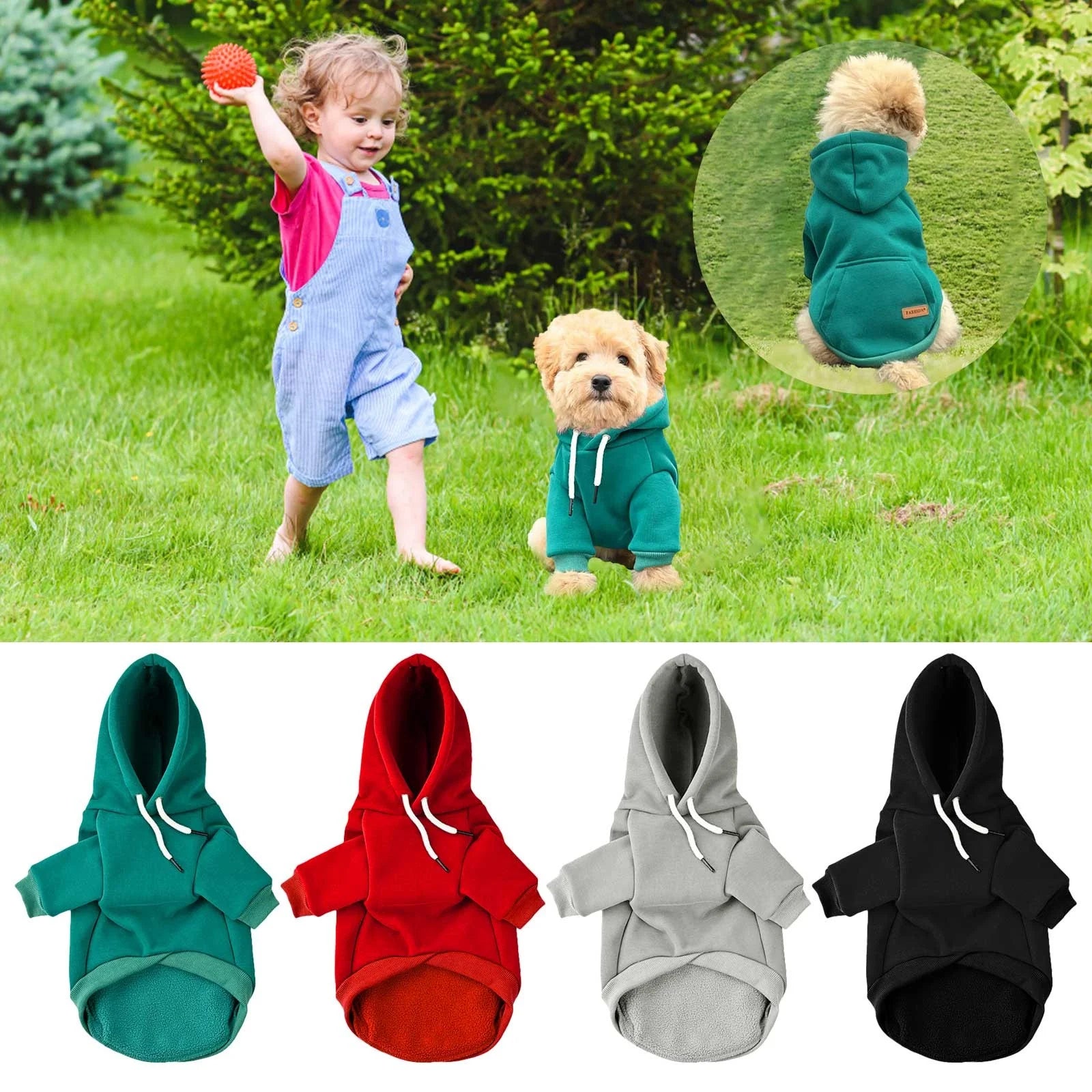 Dog Sweaters for Small Dogs, Fall Warm Dogs Boy Clothes Sweater, Medium Puppy with Pocket Fleece for Small Dog Girl Winter Hoodie Pet Clothes, Pet Supplies Red