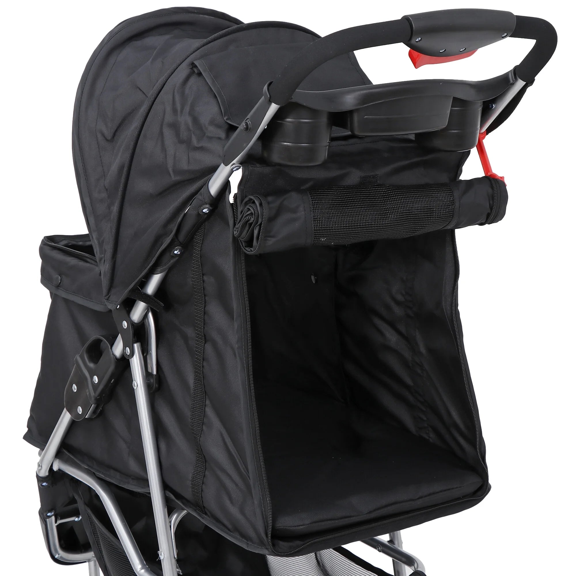 Foldable Dog Stroller 3 Wheels Pet Stroller for Dog / Cat Durable Travel Carrier with Storage Basket - Black
