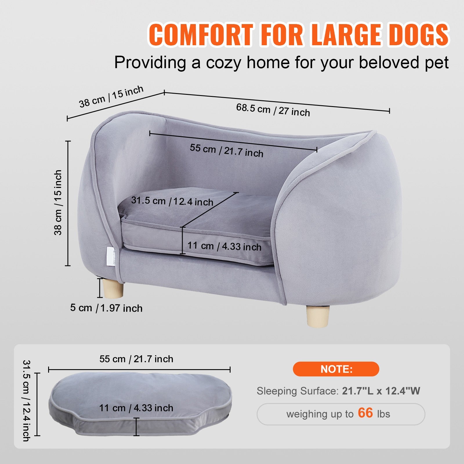 Uimoso Pet Sofa Dog Couch for Small-Sized Dogs and Cats Dog Sofa Bed 66 Lbs