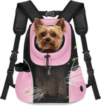 Pet Dog Carrier Backpack Small Dog Front Backpack Ventilated Mesh Dog Travel Back Pack with Safety Belt for Travel Hiking Cycling Outdoor Adventures (Size L: 10-14 Lbs, Rethink Pink)