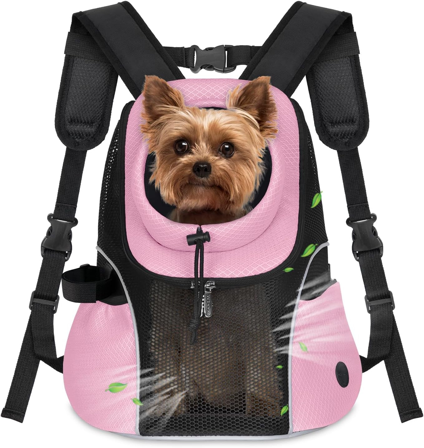 Pet Dog Carrier Backpack Small Dog Front Backpack Ventilated Mesh Dog Travel Back Pack with Safety Belt for Travel Hiking Cycling Outdoor Adventures (Size L: 10-14 Lbs, Rethink Pink)
