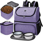 Dog Travel Bag,Airline Approved Pet Supplies Backpack, Dog Travel Backpack with 2 Silicone Collapsible Bowls and 2 Food Baskets.