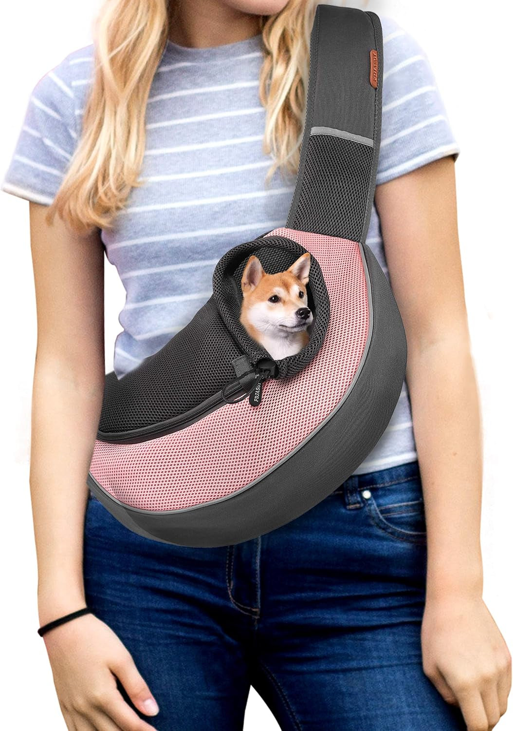 Pet Sling Carrier for Small Dogs Cats,Breathable Mesh Travelling Hand Free Puppy Backpack with Pouch and Adjustable Strap Carrier